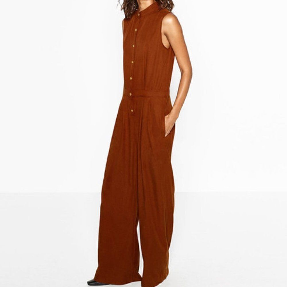 Zara Brown Button Up Jumpsuit